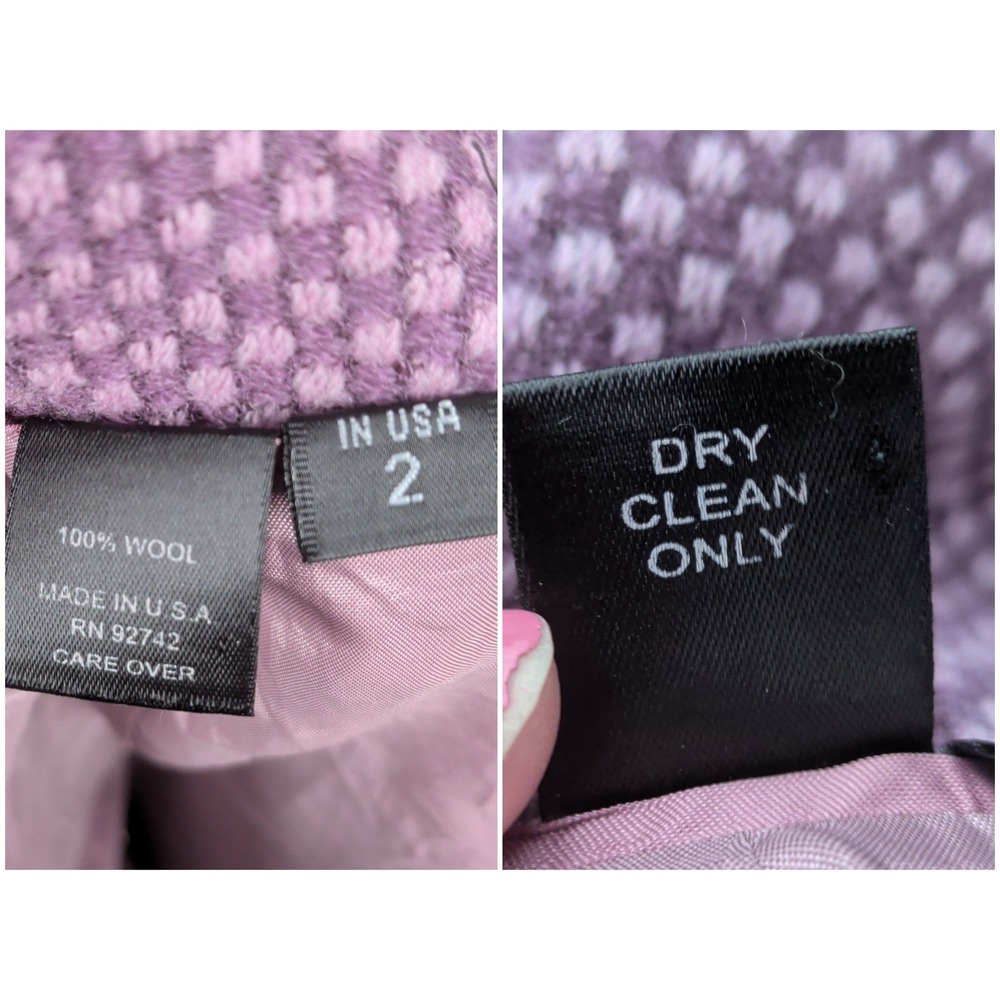Cropped Coquett Twee Lavender 100% Wool Button Front Blazer Jacket Made in USA - Picture 7 of 8